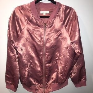 Pink satin bomber jacket